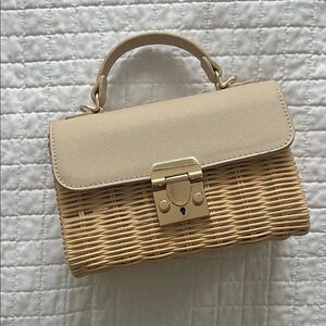 Madison West Beige and Tan Woven Mini Bag